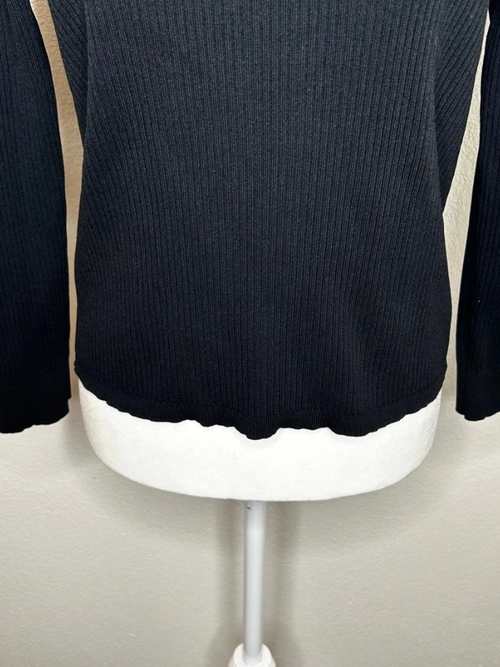 J Crew Womens Black Ribbed Crewneck Long Sleeve Top Size M